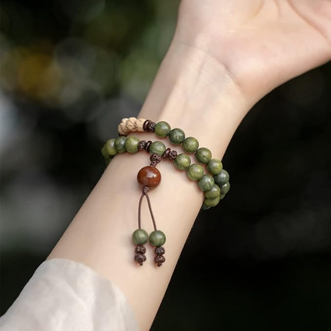 Old material green sandalwood fragrance beads thumbnail 3